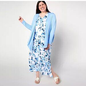 Belle by Kim Gravel Petite Better Together Dress and Shrug Set-Indigo Rose